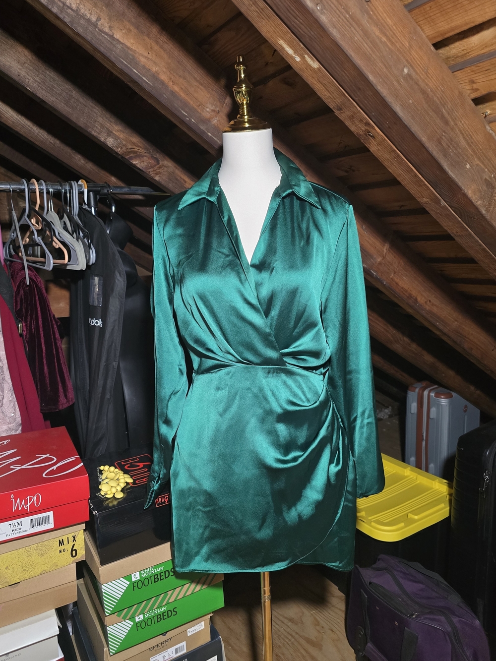 Zara Teal Satin Wrap Top